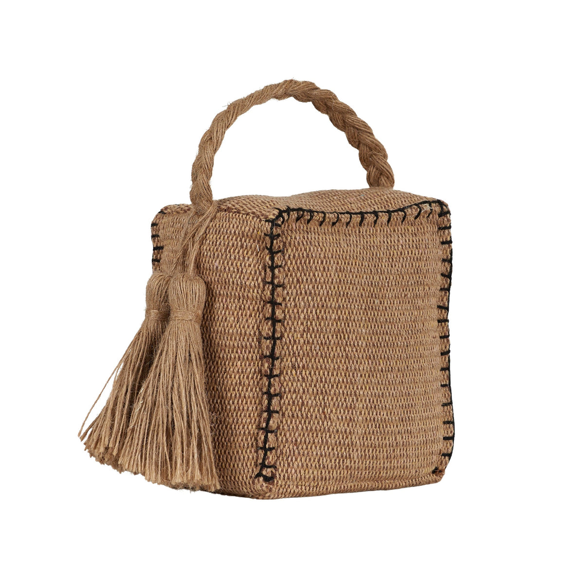 Stitch Jute Door Stop Natural Black