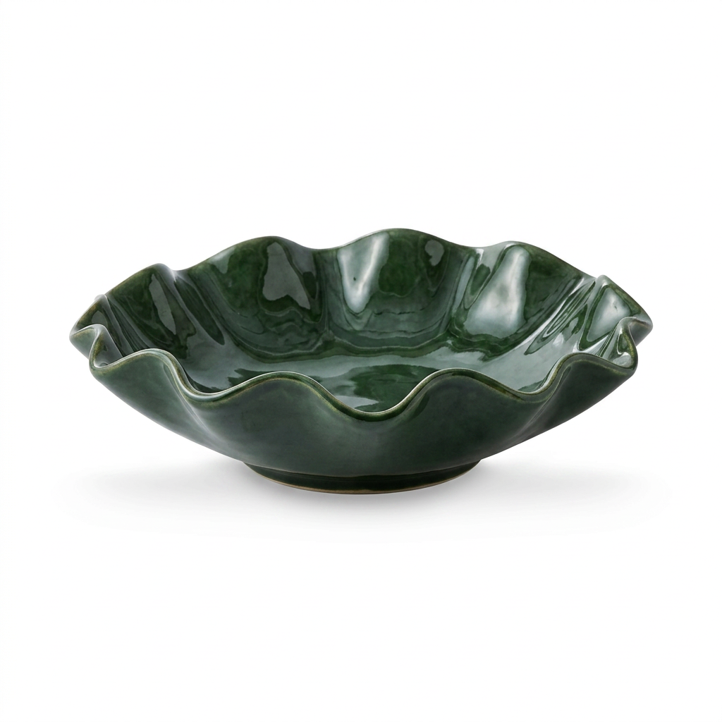 Sullivan Wavy Serving Bowl Green 28CM