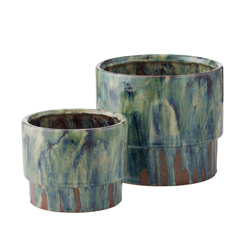Leon Ceramic Pot Teal, small and large