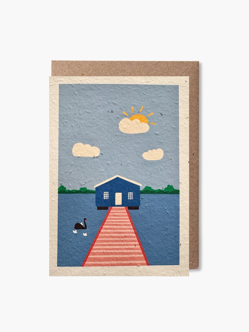 Blue Boat House plantable card by Paper and Bloom