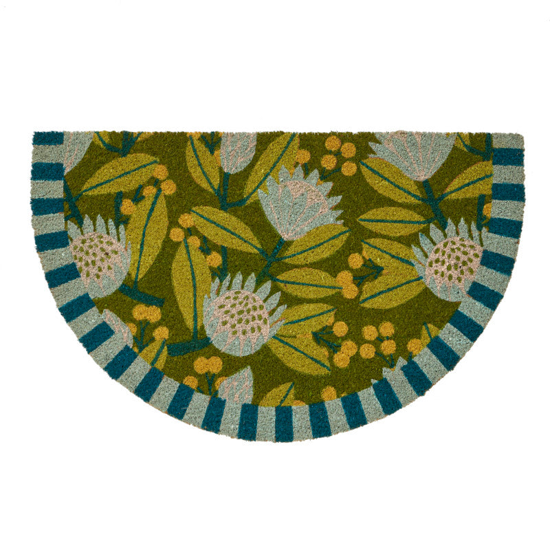 Kirra Doormat - PVC Backed Coir Green Blue