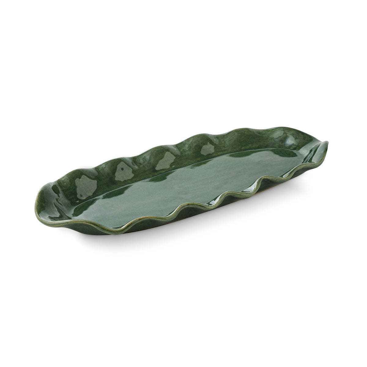 Sullivan Wavy Oval Plate Green SMALL