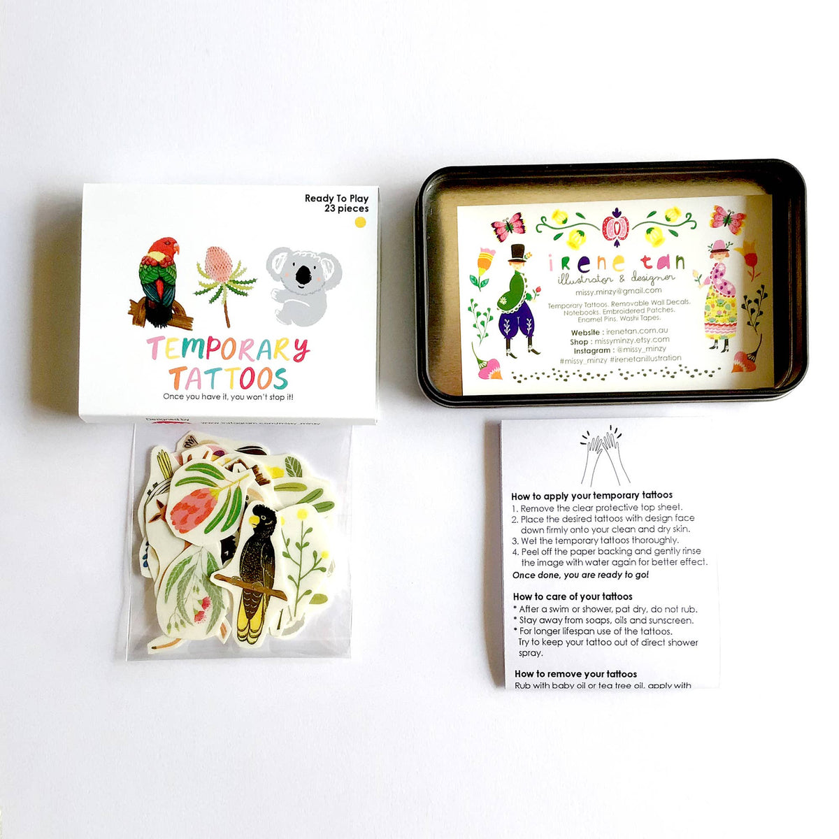 Australiana Flora and Fauna Temporary Tattoo Tin