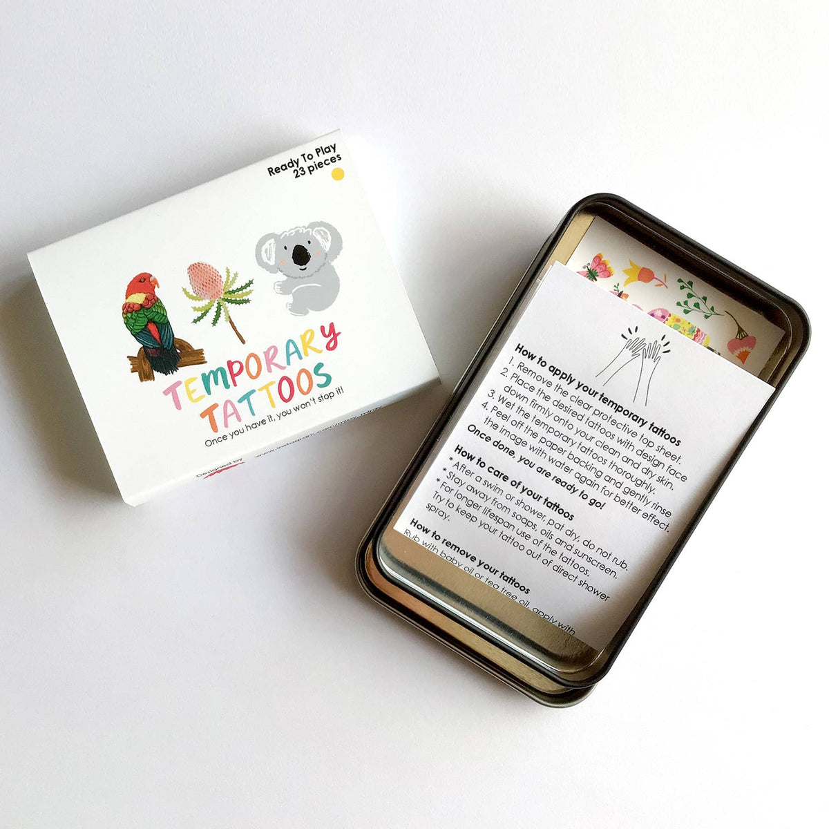 Australiana Flora and Fauna Temporary Tattoo Tin